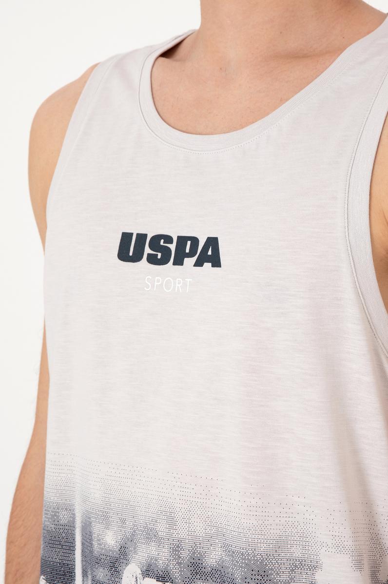 Erkek Regular Fit Bisiklet Yaka Açık Gri Kolsuz Tişört