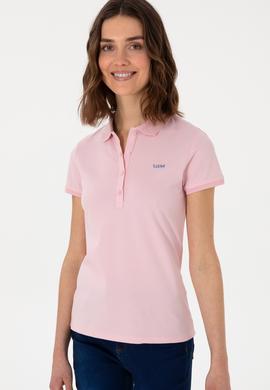 Kadın Açık Pembe Basic Polo Yaka Tişört - 50305764188