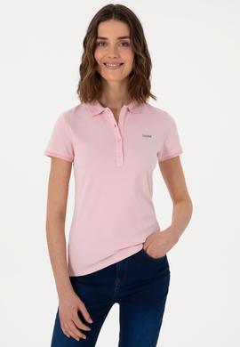 Kadın Açık Pembe Basic Polo Yaka Tişört - 50305764188