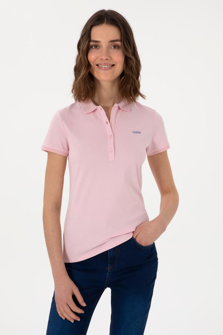 Kadın Açık Pembe Basic Polo Yaka Tişört