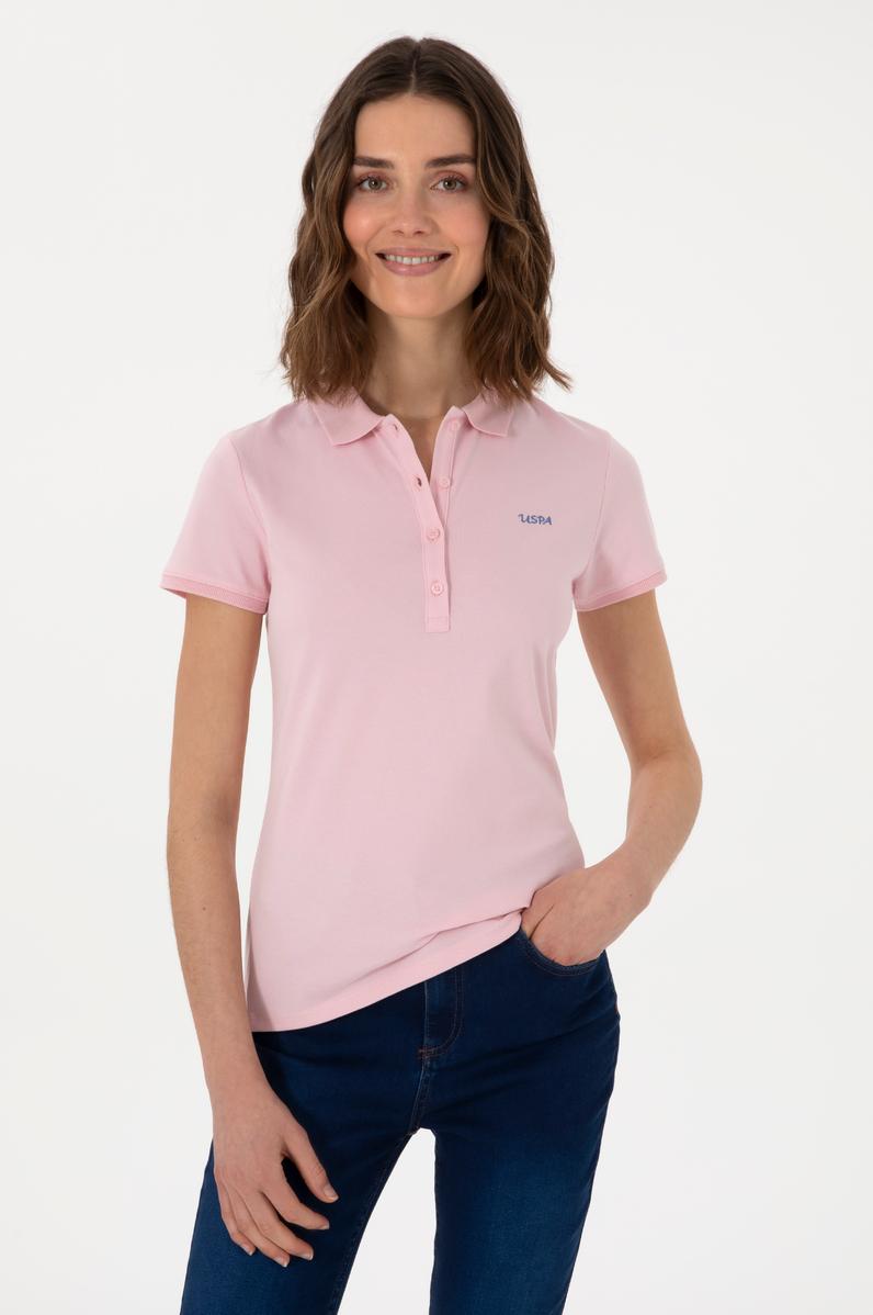 Kadın Açık Pembe Basic Polo Yaka Tişört