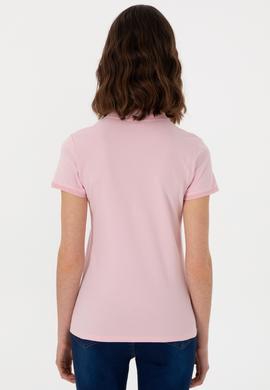 Kadın Açık Pembe Basic Polo Yaka Tişört - 50305764188