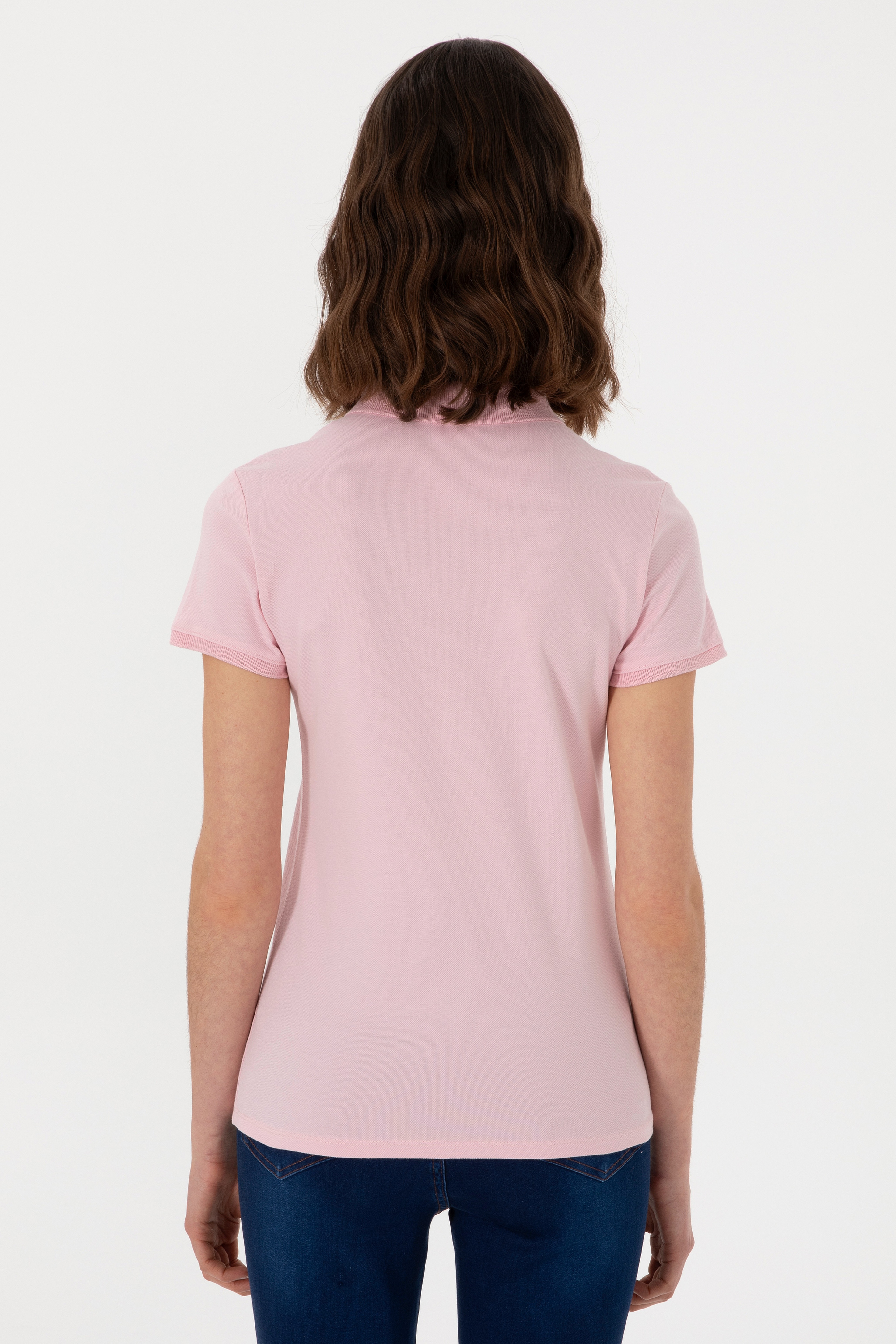 Kadın Açık Pembe Basic Polo Yaka Tişört