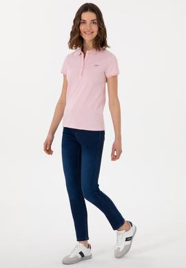 Kadın Açık Pembe Basic Polo Yaka Tişört - 50305764188