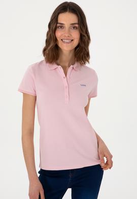 Kadın Açık Pembe Basic Polo Yaka Tişört - 50305764188