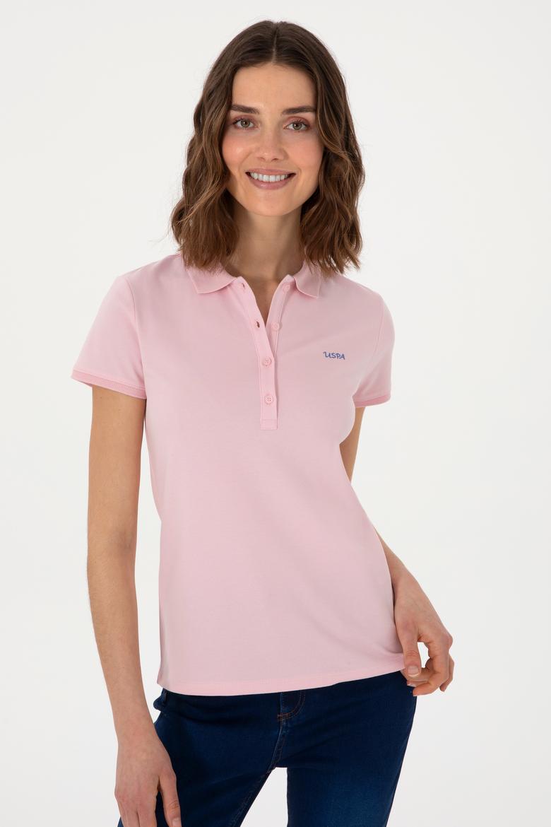 Kadın Açık Pembe Basic Polo Yaka Tişört - 50305764188