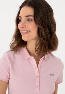 Kadın Açık Pembe Basic Polo Yaka Tişört - 50305764188
