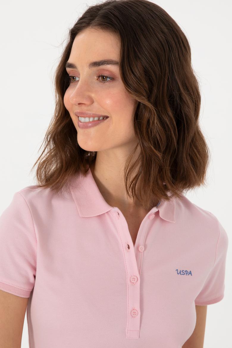 Kadın Açık Pembe Basic Polo Yaka Tişört - 50305764188