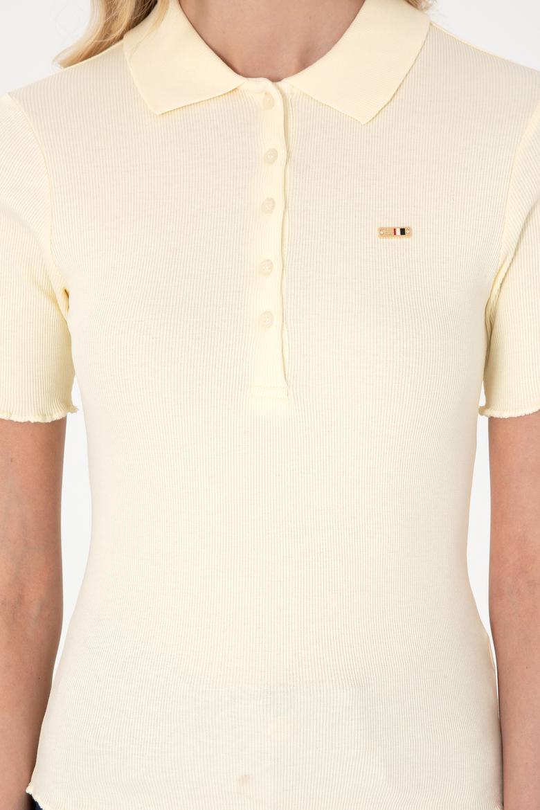 Kadın Krem Polo Yaka Tişört - 50306021009