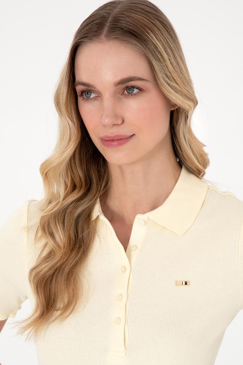 Kadın Krem Polo Yaka Tişört - 50306021009