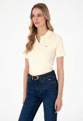 Kadın Krem Polo Yaka Tişört - 50306021009