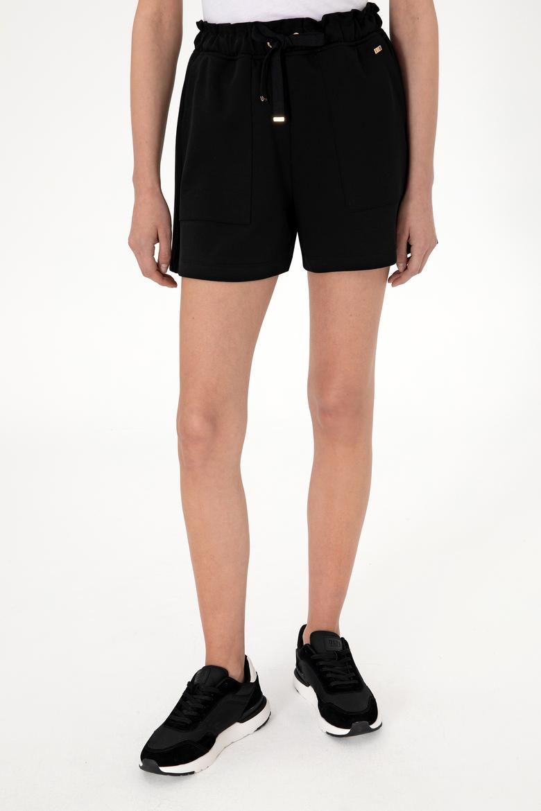 Kadın Siyah Örme Şort - 50305852006