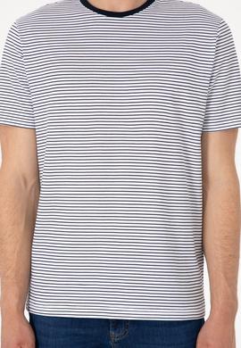 Erkek Regular Fit Bisiklet Yaka Lacivert Çizgili Tişört - 50306898026