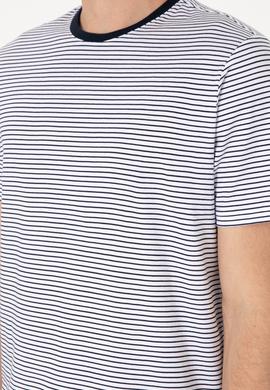 Erkek Regular Fit Bisiklet Yaka Lacivert Çizgili Tişört - 50306898026