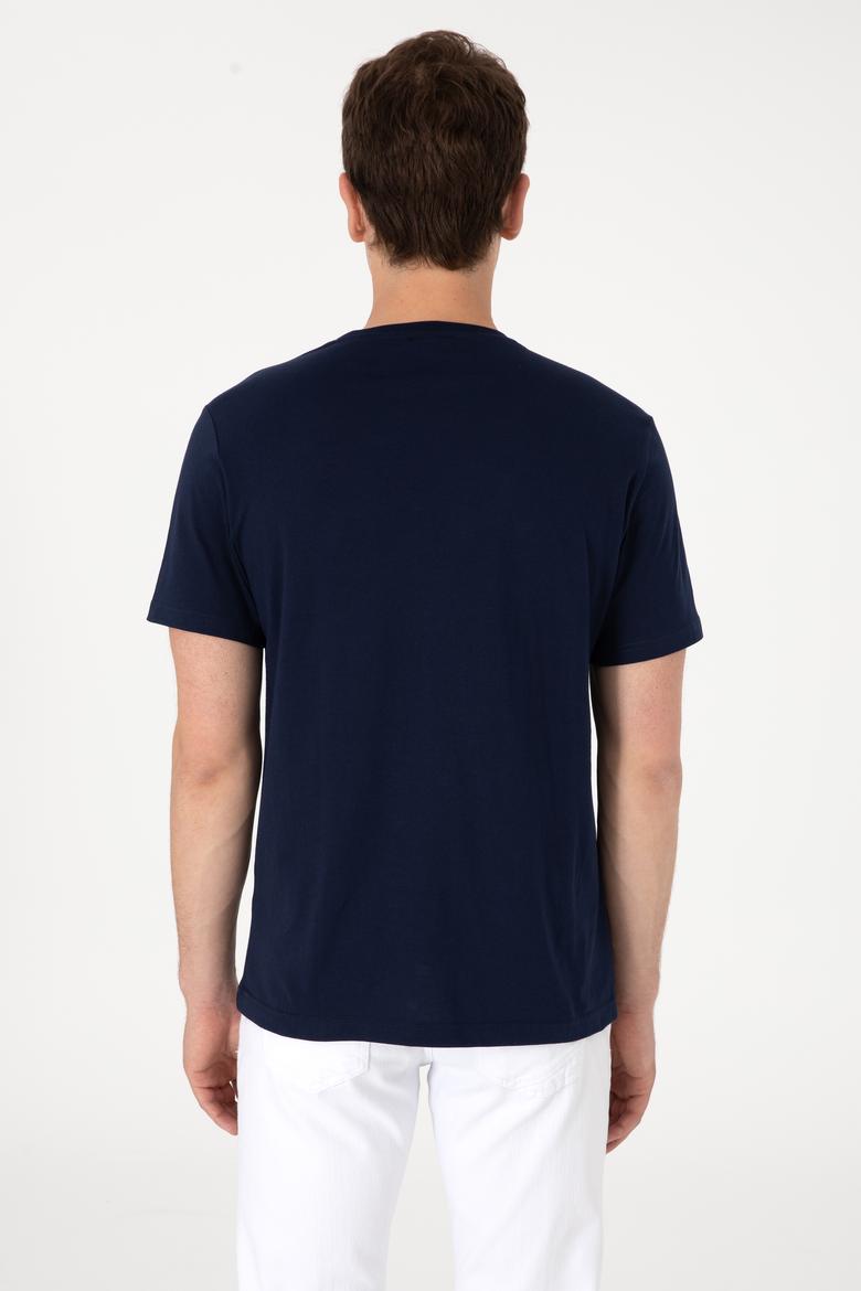 Erkek Regular Fit Bisiklet Yaka Lacivert Tişört - 50306907010