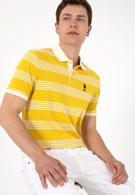 Erkek Regular Fit Polo Yaka Sarı Çizgili Tişört - 50306826029