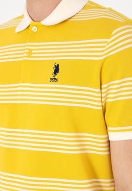 Erkek Regular Fit Polo Yaka Sarı Çizgili Tişört - 50306826029