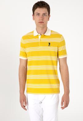 Erkek Regular Fit Polo Yaka Sarı Çizgili Tişört - 50306826029