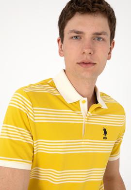 Erkek Regular Fit Polo Yaka Sarı Çizgili Tişört - 50306826029