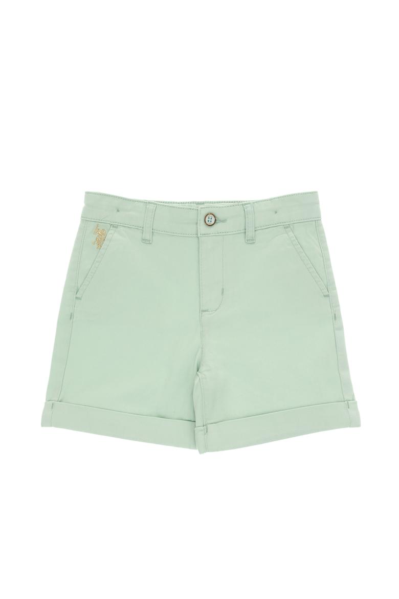 Kız Çocuk Su Yeşili Cepli Dokuma Şort - 50309143040