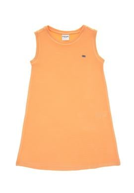 Kız Çocuk Turuncu Bisiklet Yaka Kolsuz A-Form Basic Örme Elbise - 50300648020