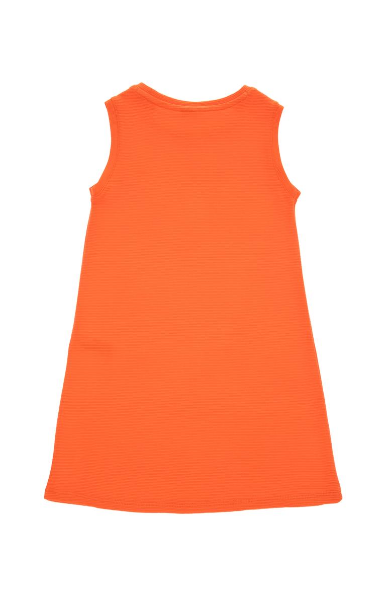 Kız Çocuk Nar Çiçeği Bisiklet Yaka Kolsuz A-Form Basic Örme Elbise - 50300648039