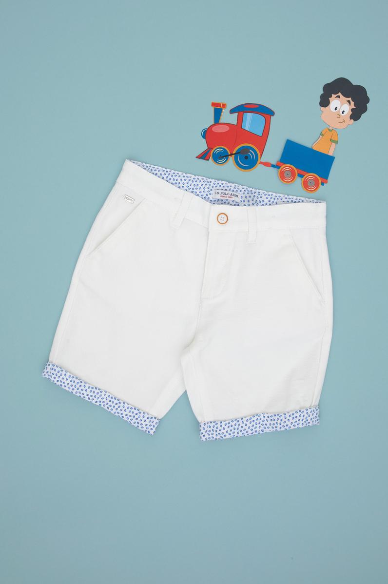 Erkek Çocuk Beyaz Dokuma Şort