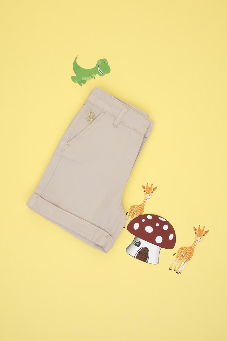 Kız Çocuk Bej Cepli Dokuma Şort - 50309143012