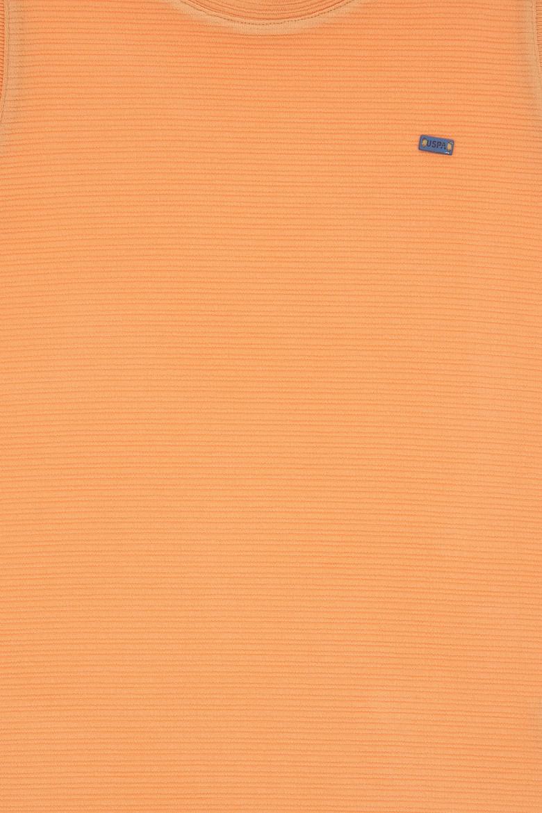 Kız Çocuk Turuncu Bisiklet Yaka Kolsuz A-Form Basic Örme Elbise - 50300648020