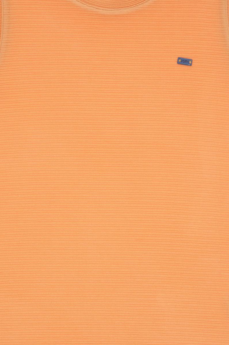 Kız Çocuk Turuncu Bisiklet Yaka Kolsuz A-Form Basic Örme Elbise