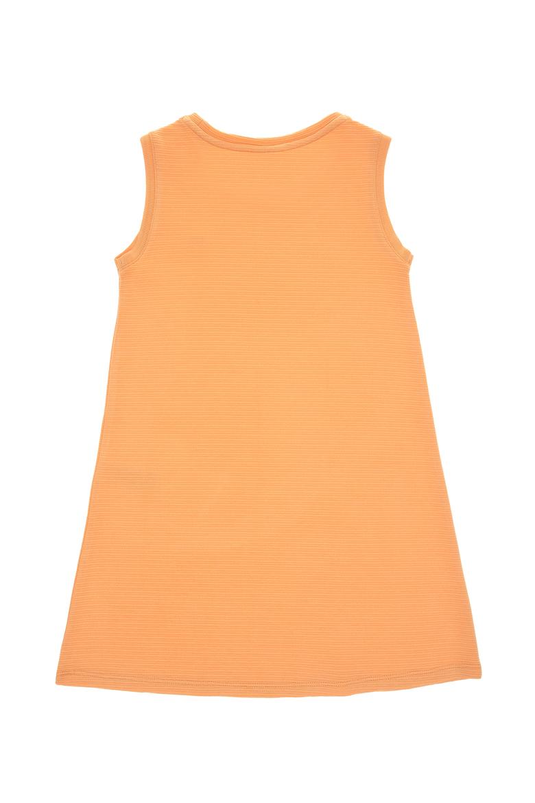 Kız Çocuk Turuncu Bisiklet Yaka Kolsuz A-Form Basic Örme Elbise - 50300648020