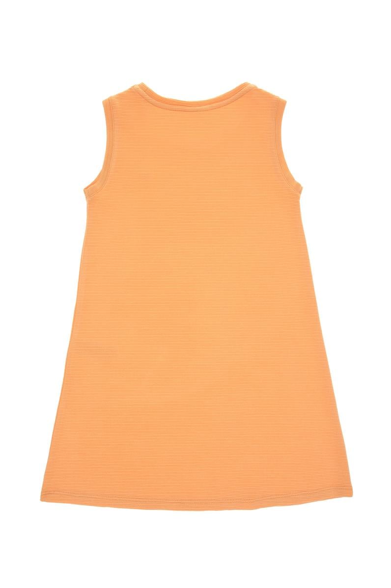 Kız Çocuk Turuncu Bisiklet Yaka Kolsuz A-Form Basic Örme Elbise