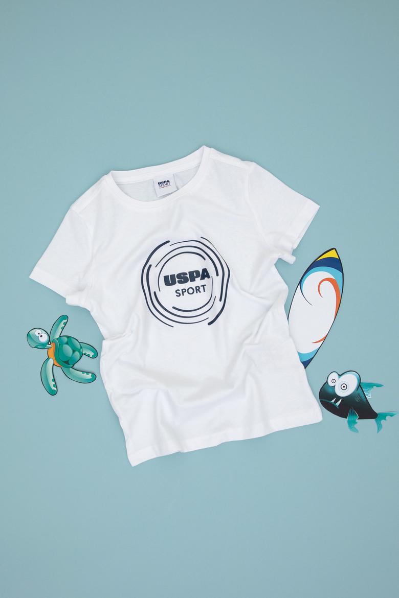 Erkek Çocuk Beyaz Bisiklet Yaka Tişört