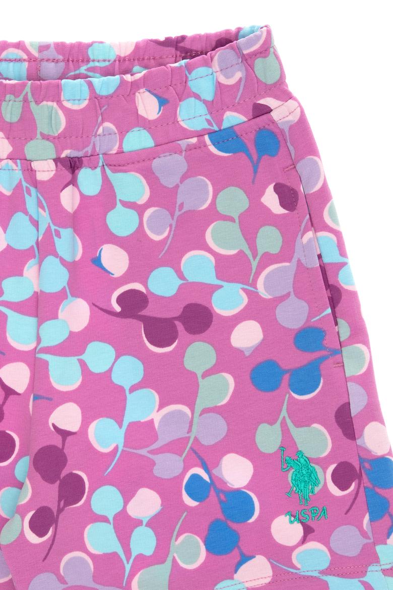 Kız Çocuk Fuşya Renkli Desen Baskılı Örme Şort - 50301006010
