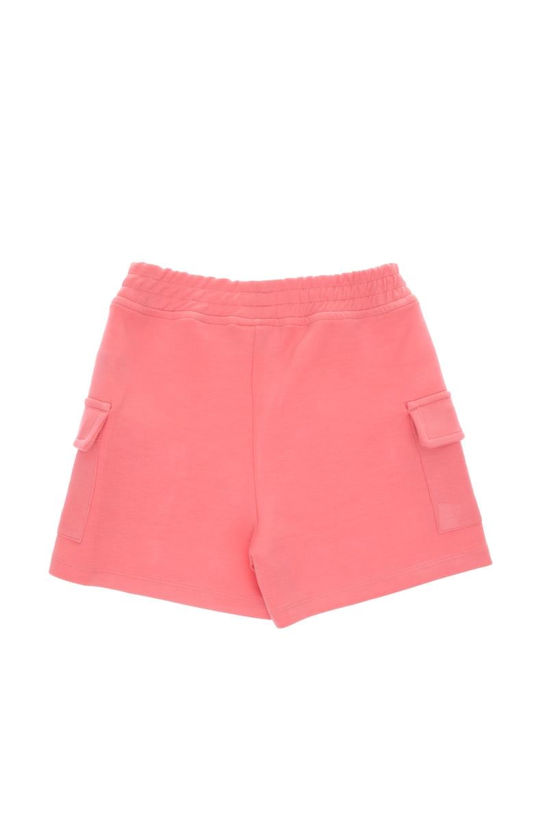 Kız Çocuk Pembe Relax Fit Kargo Cepli Örme Şort