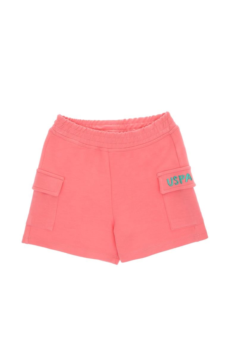 Kız Çocuk Pembe Relax Fit Kargo Cepli Örme Şort