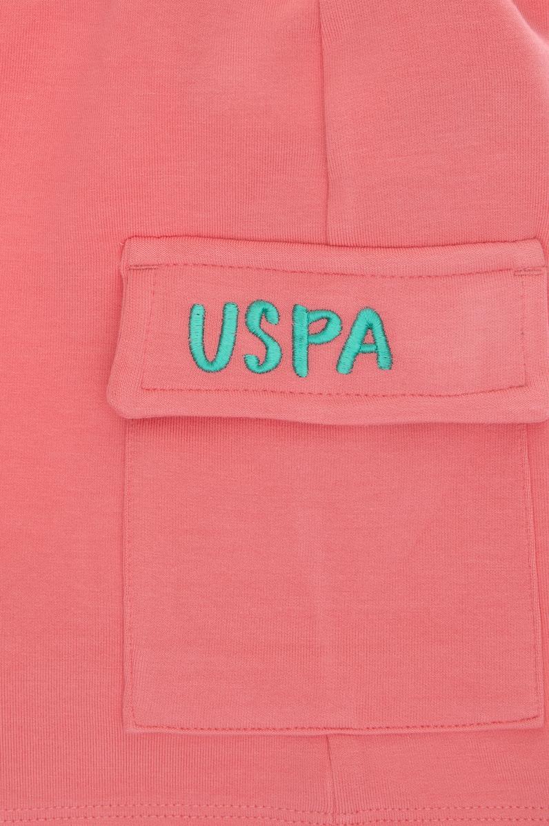 Kız Çocuk Pembe Relax Fit Kargo Cepli Örme Şort