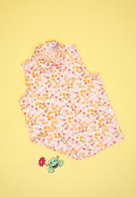 Kız Çocuk Renkli Desen Baskılı Pamuk Kolsuz Gömlek - 50299767012