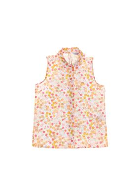 Kız Çocuk Renkli Desen Baskılı Pamuk Kolsuz Gömlek - 50299767012