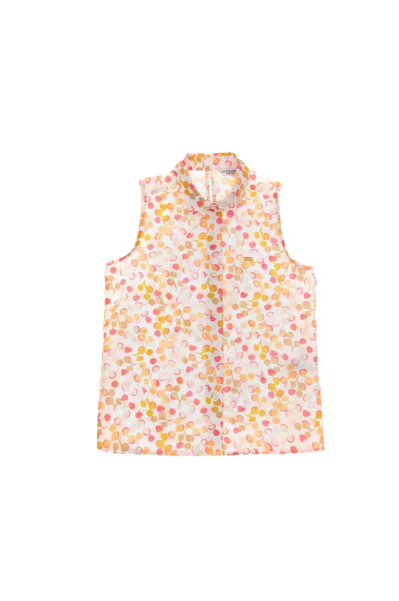 Kız Çocuk Renkli Desen Baskılı Pamuk Kolsuz Gömlek