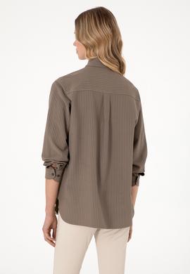 Kadın Vizon Çizgili Uzun Kollu Tunik Gömlek - 50306408031