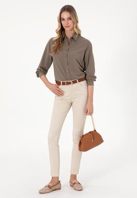 Kadın Vizon Çizgili Uzun Kollu Tunik Gömlek - 50306408031