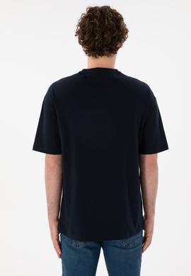 Erkek Comfort Fit Bisiklet Yaka Lacivert Tişört - 50306017056