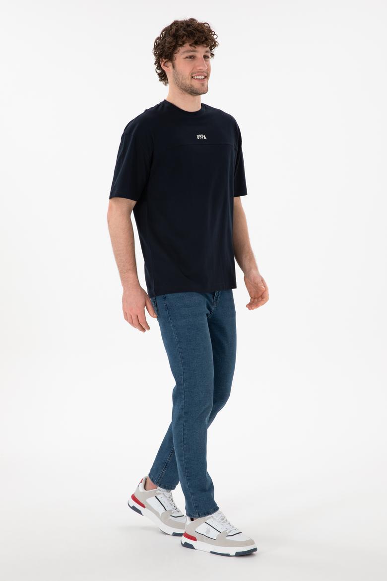 Erkek Comfort Fit Bisiklet Yaka Lacivert Tişört - 50306017056