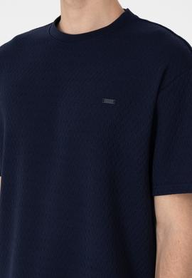 Erkek Comfort Fit Bisiklet Yaka Lacivert Tişört - 50308814008