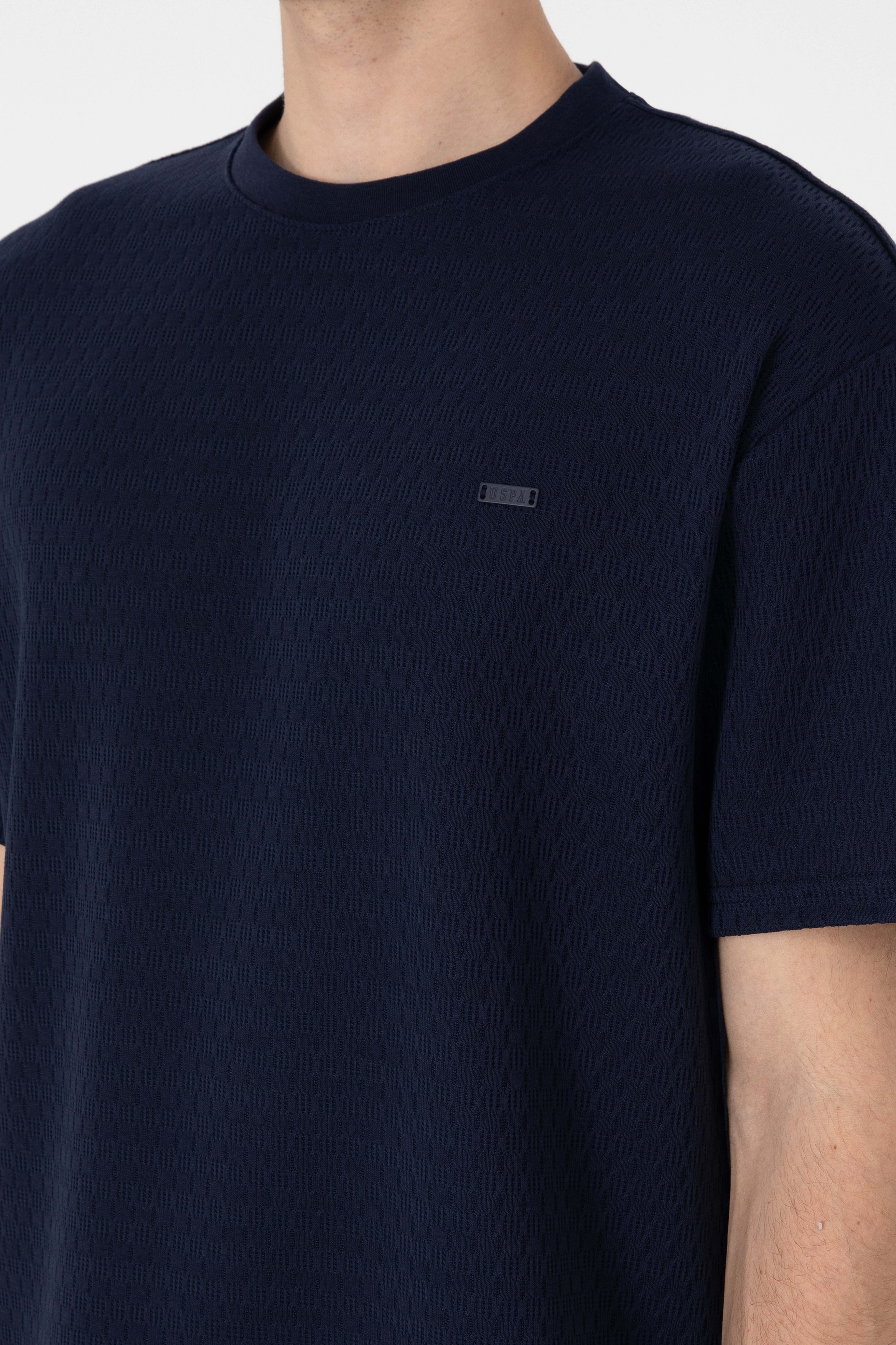 Erkek Comfort Fit Bisiklet Yaka Lacivert Tişört - Image 7