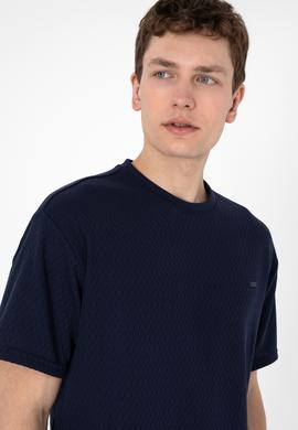 Erkek Comfort Fit Bisiklet Yaka Lacivert Tişört - 50308814008