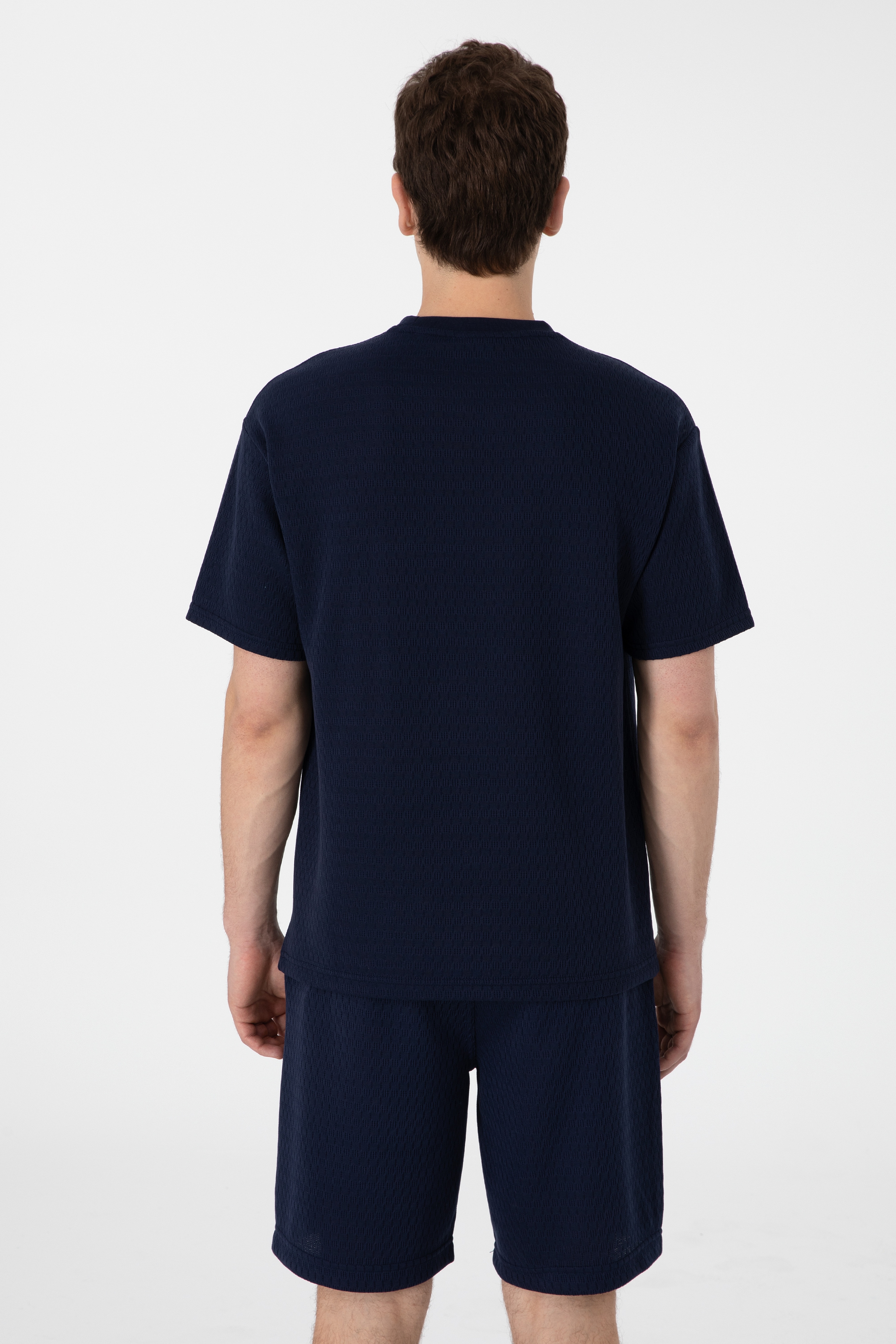 Erkek Comfort Fit Bisiklet Yaka Lacivert Tişört - Image 5