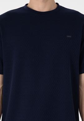 Erkek Comfort Fit Bisiklet Yaka Lacivert Tişört - 50308814008