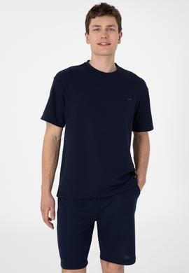 Erkek Comfort Fit Bisiklet Yaka Lacivert Tişört - 50308814008